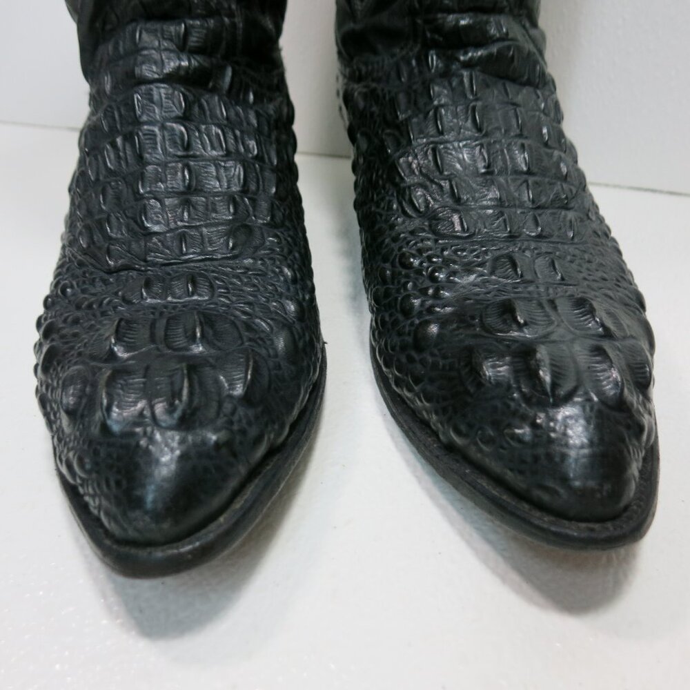 Dan Post Genuine Caiman Black Leather Cowboy Western Boots Shoes Footwear 12 D - Picture 6 of 8